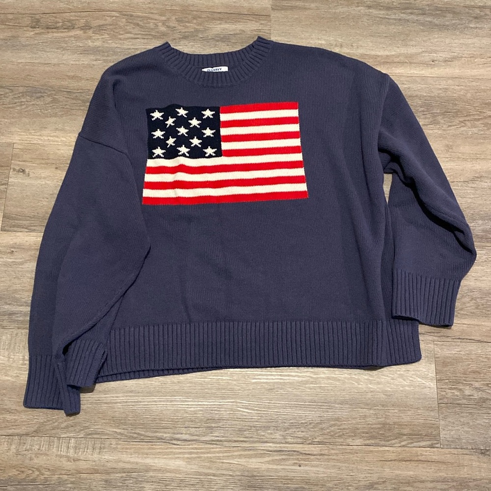 Old Navy Navy Blue Sweater with American Flag